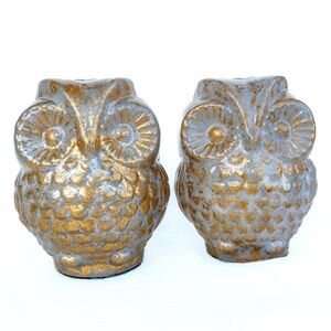 (Quantity of 2) Mercury Glass Owl Home Decor - 5.5" width x 6.5" height